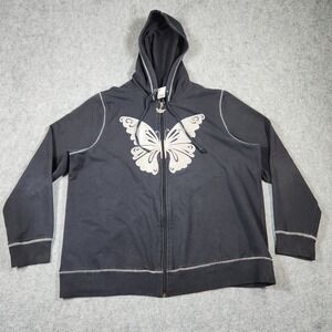 Fasion Bug Hoodie Womens 18/20W Black Butter Fly Goth Whimsigoth Full Zip